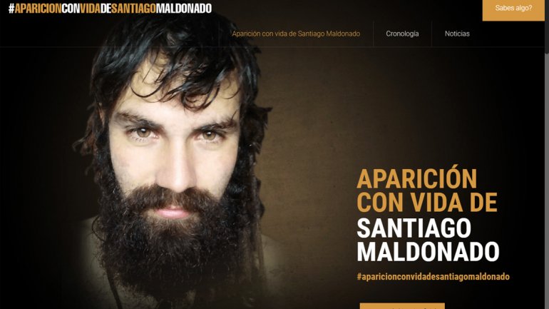 Santiago Maldonado: crean una página web para difundir información sobre la búsqueda