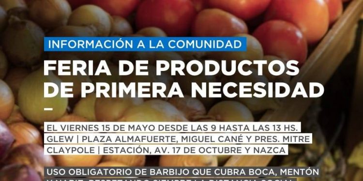 Mañana habrá feria de productores locales en Glew y Claypole