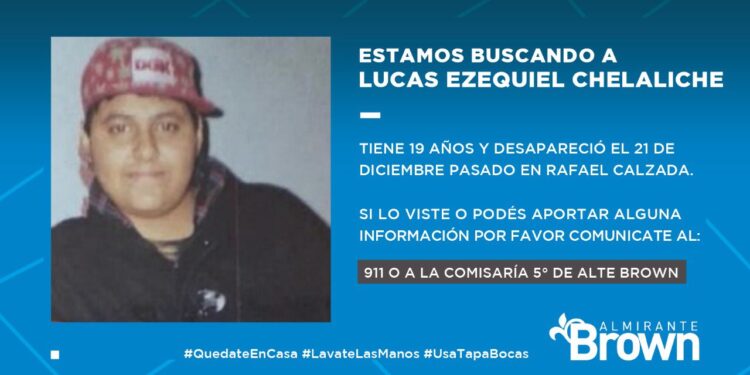 Calzada: buscan a un joven de 19 años que desapareció hace una semana