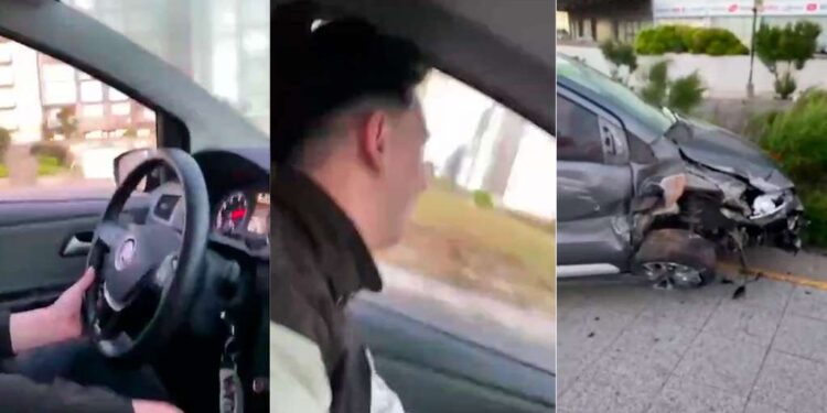 «Si nos matamos, nos matamos»: iban a toda velocidad en el auto, chocaron y todo quedó filmado
