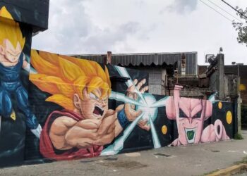 El increíble mural de Dragon Ball Z que pintó un artista en Burzaco