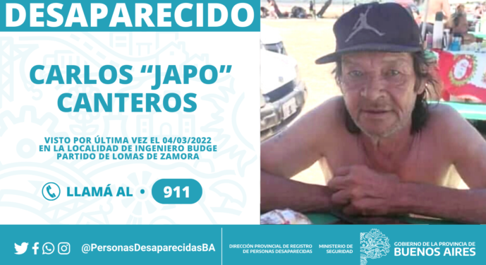 Buscan a un hombre de 62 años que desapareció hace cuatro meses en Lomas De Zamora
