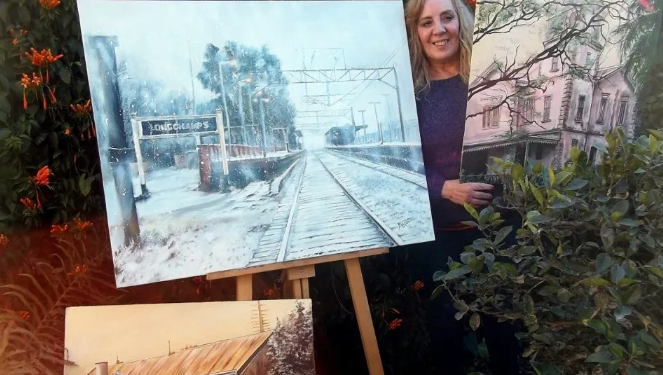 Una vecina de Longchamps que con su arte pinta lugares emblemáticos de Brown