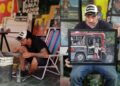 Un artista que pinta escenas bizarras del Conurbano presenta sus obras en Adrogué