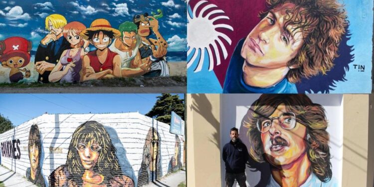 Con murales, en Burzaco homenajean a Charly García, Cerati, Los Ramones y a un clásico del animé