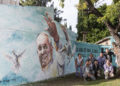 Brown homenajeó al Papa francisco con un mural en Rafael Calzada