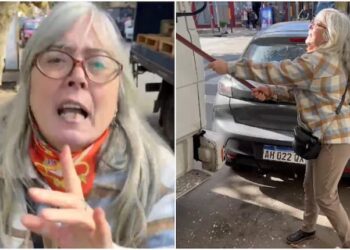 Video: un día de furia en Avellaneda: una mujer discutió con un chofer y le destrozó el camión con un fierro