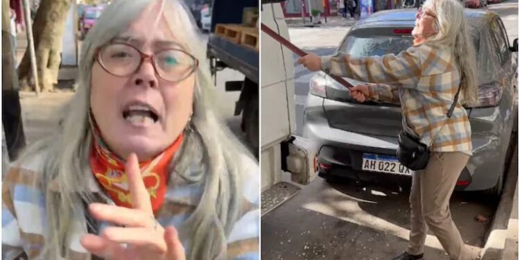 Video: un día de furia en Avellaneda: una mujer discutió con un chofer y le destrozó el camión con un fierro