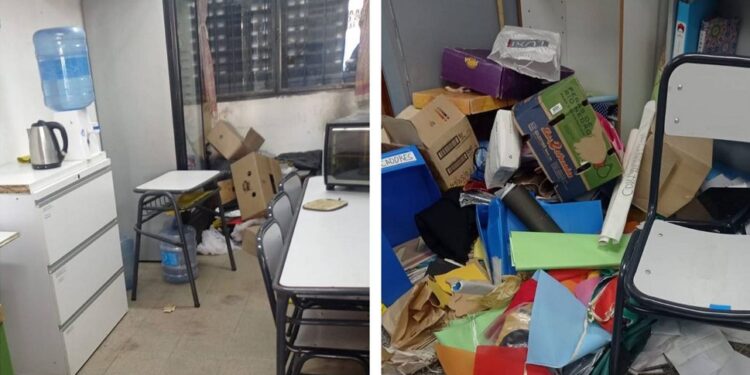 Entraron a una escuela de Claypole: robaron, rompieron, tiraron y hasta orinaron