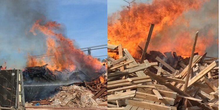 Ardió un depósito de pallets en el parque industrial Burzaco