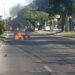 Longchamps: perdió el control de su moto, se cayó y se le prendió fuego